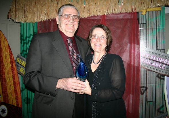 Frank Dymock (left) accepting his 2012 Citizen of the Year Award - CKDP.ca Photo