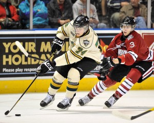 Dane Fox of the London Knights - Photo copyright Terry Wilson/OHL Images