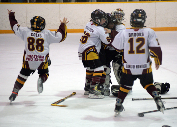 Chatham Major Novice Maroons Celebrate OMHA Win