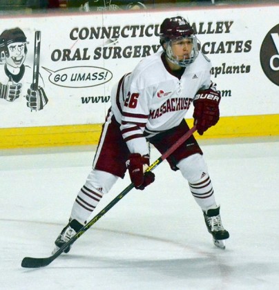 Tilbury's Brandon Montour with the NCAA's UMass Minutemen  - Photo by UMass Athletics