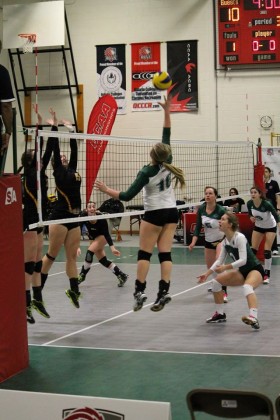 Julia Meidlinger goes up for a kill.