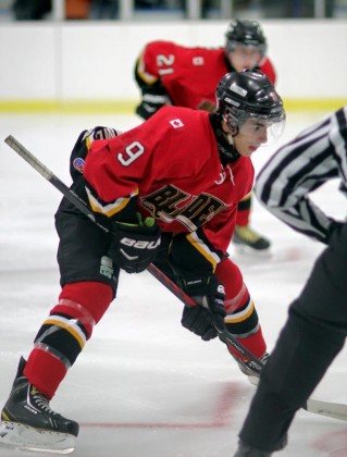 Justin Delgado takes a draw for the Blenheim Blades - Photo by Kelsey Vermeersch/ CKSN.ca