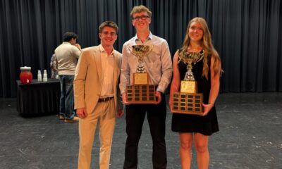 Ian Costello, Noah Brinkman, and Sophia Metcalfe, winners of the 2026 Dr. Jack Parry Awards. Photo credit: Tanner Havens.
